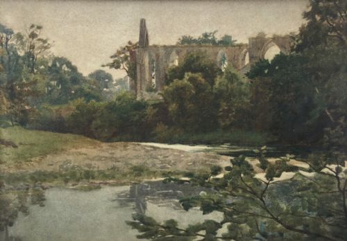 Bolton Abbey Antique Original C 19th Century Watercolour River Wharfe Yorkshire