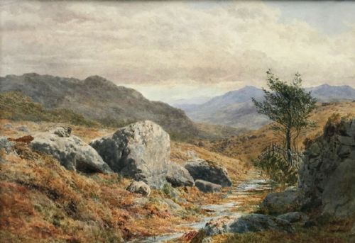Cuthbert Rigby Signed 1876 Original 19th Century English Antique Watercolour Painting Eskdale Cumbria
