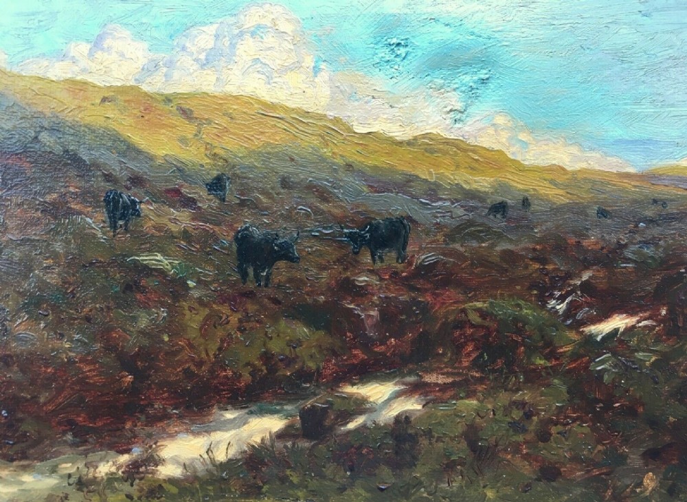 Tom (Thomas James) Lloyd RWS Signed Original Oil Painting, Highland Cattle Scene
