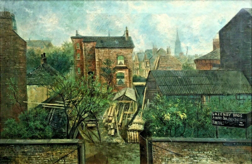 William Arthur Howgate Signed Original 19th Century Antique Oil Painting on Canvas Leeds Street View Yorkshire
