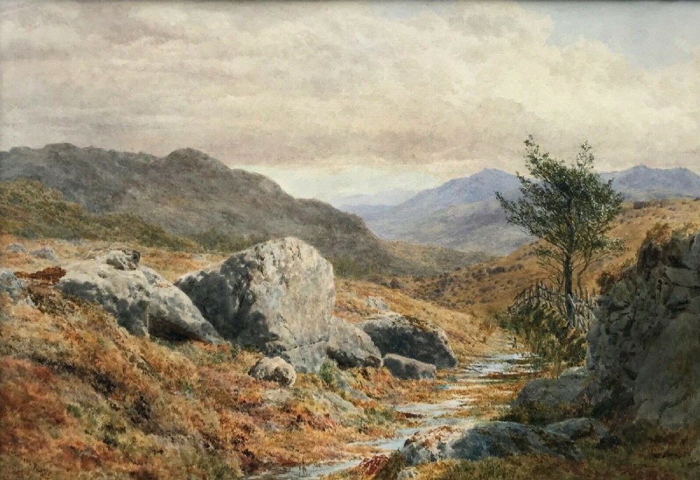 Cuthbert Rigby Signed 1876 Original 19th Century English Antique Watercolour Painting Eskdale Cumbria