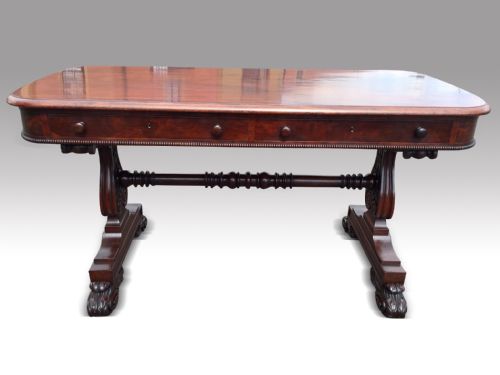 superb early 19th mahogany library or writing table by williams gibton irish - CATEGORY: ANTIQUE TABLES - DATED 1800