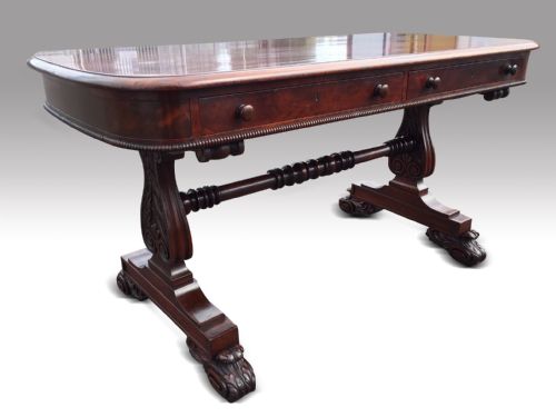 SUPERB EARLY 19TH MAHOGANY LIBRARY OR WRITING TABLE BY WILLIAMS GIBTON IRISH - ADDITIONAL PHOTO 1