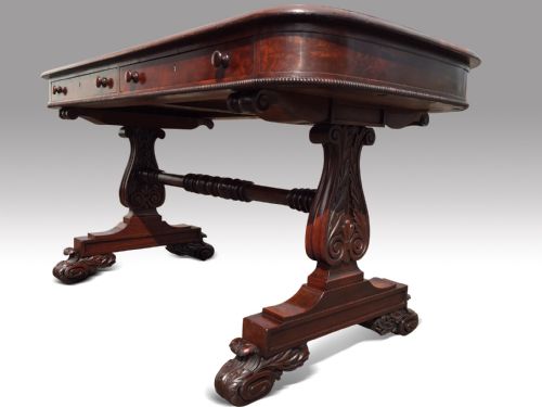 SUPERB EARLY 19TH MAHOGANY LIBRARY OR WRITING TABLE BY WILLIAMS GIBTON IRISH - ADDITIONAL PHOTO 6