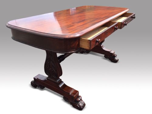 SUPERB EARLY 19TH MAHOGANY LIBRARY OR WRITING TABLE BY WILLIAMS GIBTON IRISH - ADDITIONAL PHOTO 7