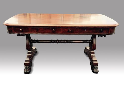 SUPERB EARLY 19TH MAHOGANY LIBRARY OR WRITING TABLE BY WILLIAMS GIBTON IRISH - ADDITIONAL PHOTO 11