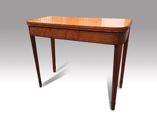 fine george iii satinwood card table - CATEGORY: ANTIQUE TABLES - DATED 1800
