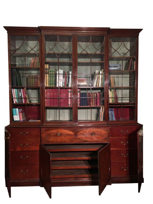 A SUPERB IMPORTANT GEORGE III MAHOGANY BREAKFRONT SECRETAIRE BOOKCASE OF MAGNIFICENT PROPORTIONS - ADDITIONAL PHOTO 4