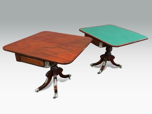 A SUPERB PAIR OF IRISH REGENCY MAHOGANY BRASS INLAID CARDTEA TABLES - ADDITIONAL PHOTO 7