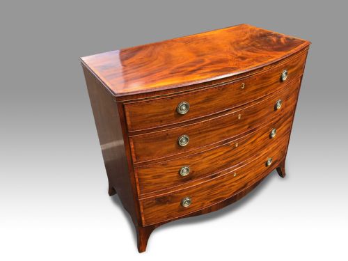 A SUPERB GEORGE III MAHOHANY TULIPWOOD BANDED BOWFRONT DRESSING CHEST - ADDITIONAL PHOTO 4