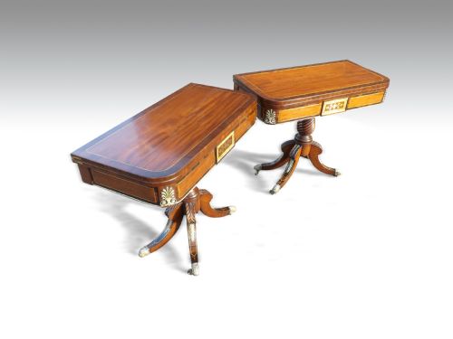A SUPERB PAIR OF IRISH REGENCY MAHOGANY BRASS INLAID CARDTEA TABLES - ADDITIONAL PHOTO 10