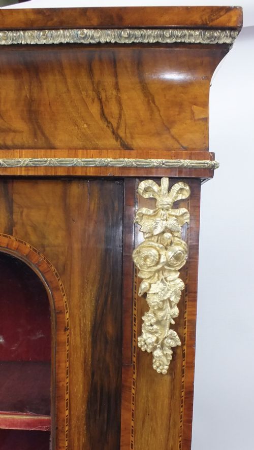 A MID VICTORIAN FIGURED WALNUT AND TULIPWOOD BANDED PIER CABINET WITH ORMOLU MOUNTS - ADDITIONAL PHOTO 2