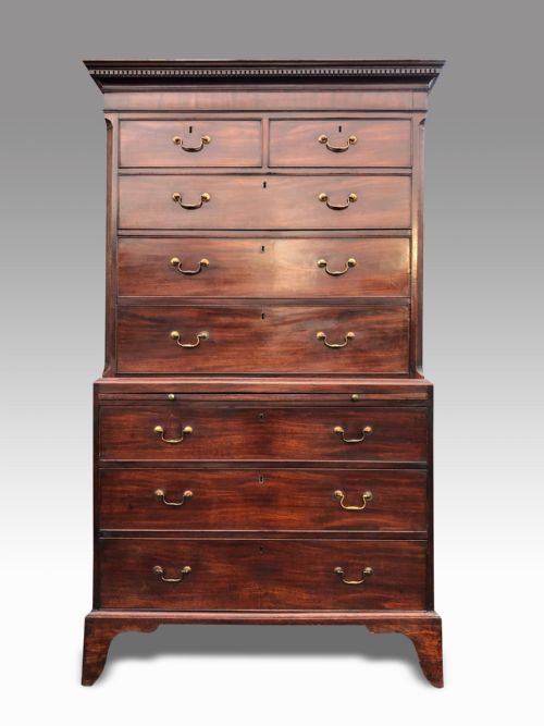 A FINE CHIPPENDALE PERIOD MAHOGANY TALLBOY CHEST ON CHEST - ADDITIONAL PHOTO 5