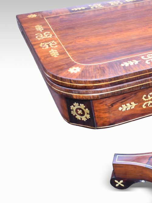 A SUPERB REGENCY ROSEWOOD BRASS INLAID CARD TABLE - ADDITIONAL PHOTO 4
