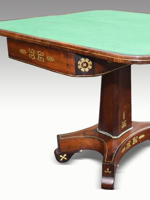 A SUPERB REGENCY ROSEWOOD BRASS INLAID CARD TABLE - ADDITIONAL PHOTO 5
