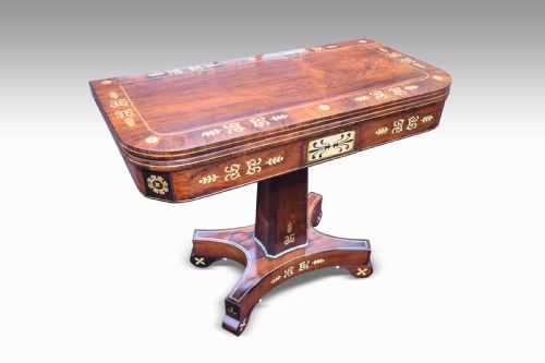 A SUPERB REGENCY ROSEWOOD BRASS INLAID CARD TABLE - ADDITIONAL PHOTO 7