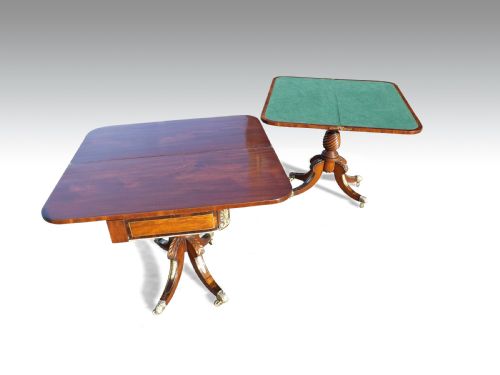 A SUPERB PAIR OF IRISH REGENCY MAHOGANY BRASS INLAID CARDTEA TABLES - ADDITIONAL PHOTO 1