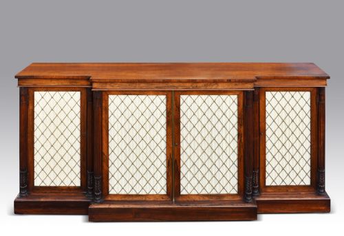 a magnificent late regency rosewood breakfront side cabinet in the manner of gillows - CATEGORY: ANTIQUE SIDEBOARDS - DATED REGENCY