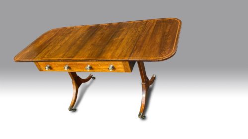 A SUPERB GEORGE III ROSEWOOD BOXWOOD INLAID SOFA TABLE - ADDITIONAL PHOTO 3