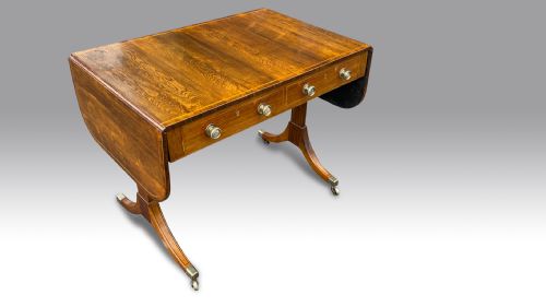 A SUPERB GEORGE III ROSEWOOD BOXWOOD INLAID SOFA TABLE - ADDITIONAL PHOTO 4