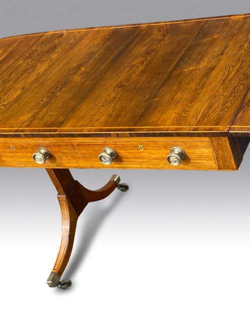 A SUPERB GEORGE III ROSEWOOD BOXWOOD INLAID SOFA TABLE - ADDITIONAL PHOTO 6