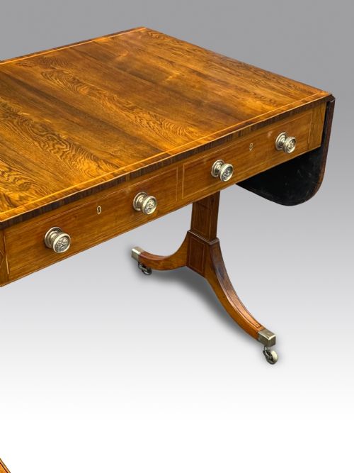 A SUPERB GEORGE III ROSEWOOD BOXWOOD INLAID SOFA TABLE - ADDITIONAL PHOTO 7
