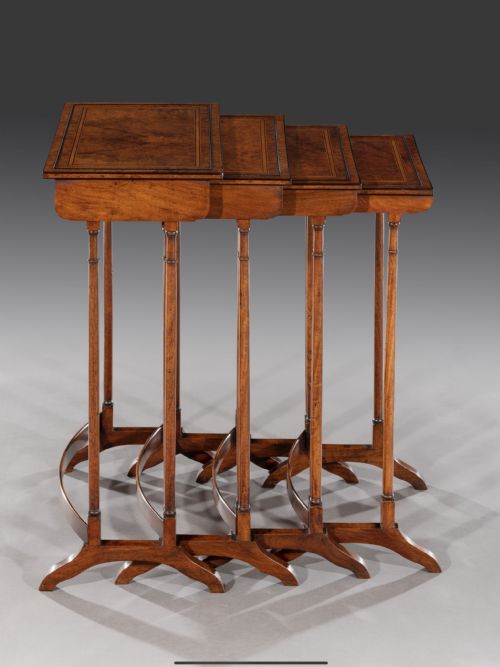 A SUPERB GEORGIAN SHERATON PERIOD NEST OF QUARTETTO TABLES - ADDITIONAL PHOTO 2