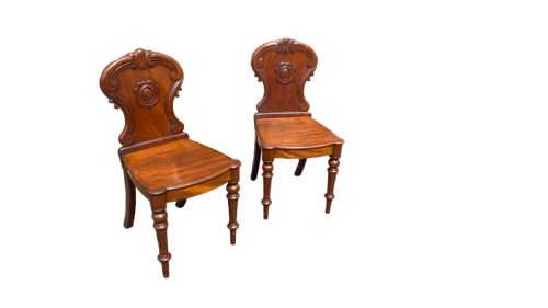A PAIR OF WILLIAM IV MAHOGANY HALL CHAIRS - ADDITIONAL PHOTO 3