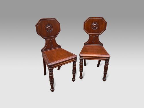 PAIR OF REGENCY MAHOGANY HALL CHAIRS - ADDITIONAL PHOTO 1