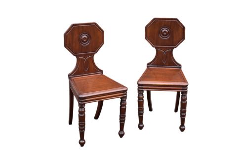 PAIR OF REGENCY MAHOGANY HALL CHAIRS - ADDITIONAL PHOTO 2