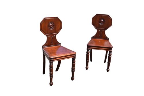 PAIR OF REGENCY MAHOGANY HALL CHAIRS - ADDITIONAL PHOTO 5