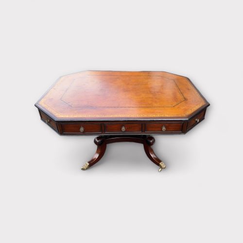 REGENCY MAHOGANY EBONISED DOUBLE SIDED PARTNERS LIBRARY TABLE - ADDITIONAL PHOTO 2