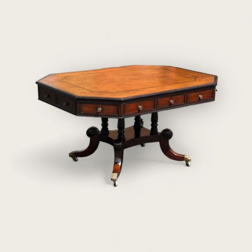 REGENCY MAHOGANY EBONISED DOUBLE SIDED PARTNERS LIBRARY TABLE - ADDITIONAL PHOTO 3