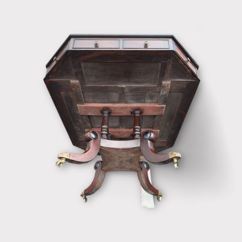 REGENCY MAHOGANY EBONISED DOUBLE SIDED PARTNERS LIBRARY TABLE - ADDITIONAL PHOTO 5