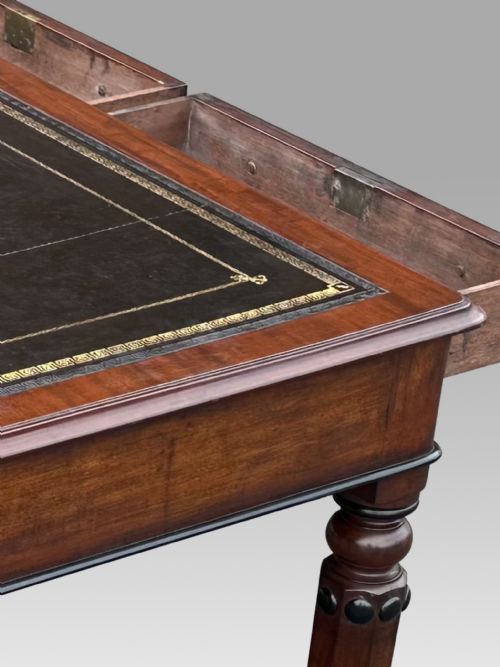 A DOUBLE SIDED REGENCY MAHOGANY EBONISED PARTNERS LIBRARY TABLE - ADDITIONAL PHOTO 1