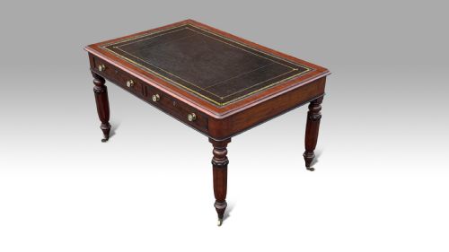 A DOUBLE SIDED REGENCY MAHOGANY EBONISED PARTNERS LIBRARY TABLE - ADDITIONAL PHOTO 5
