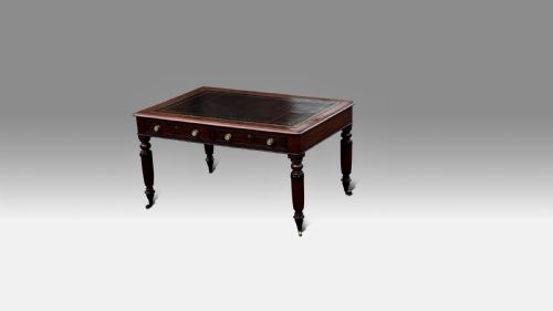 A DOUBLE SIDED REGENCY MAHOGANY EBONISED PARTNERS LIBRARY TABLE - ADDITIONAL PHOTO 7
