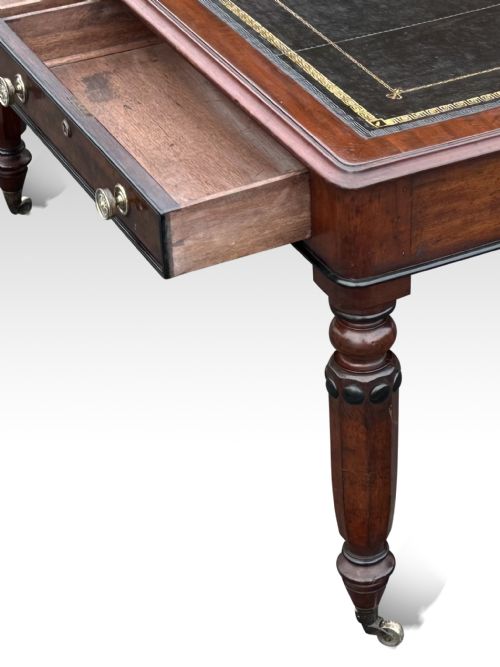A DOUBLE SIDED REGENCY MAHOGANY EBONISED PARTNERS LIBRARY TABLE - ADDITIONAL PHOTO 13
