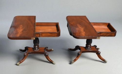 A FINE PAIR OF IRISH REGENCY MAHOGANY ROSEWOOD INLAID CARD TABLES - ADDITIONAL PHOTO 6