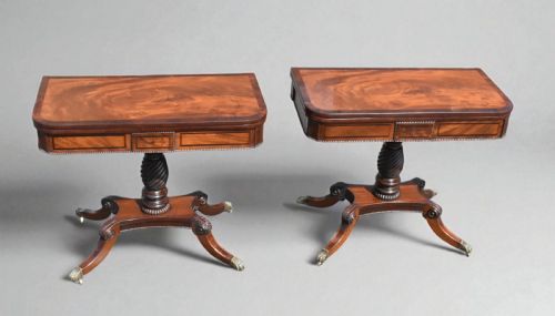 A FINE PAIR OF IRISH REGENCY MAHOGANY ROSEWOOD INLAID CARD TABLES - ADDITIONAL PHOTO 7