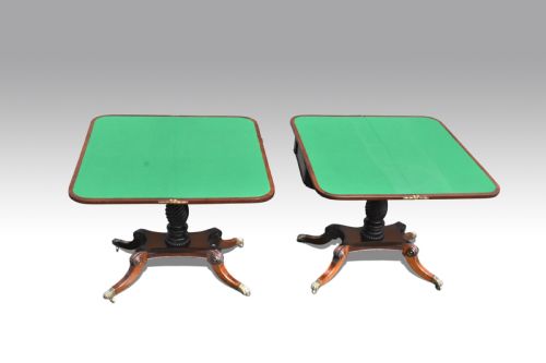A FINE PAIR OF IRISH REGENCY MAHOGANY ROSEWOOD INLAID CARD TABLES - ADDITIONAL PHOTO 8
