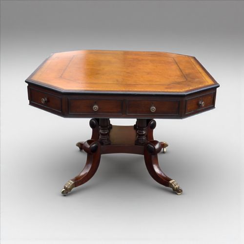 REGENCY MAHOGANY EBONISED DOUBLE SIDED PARTNERS LIBRARY TABLE - ADDITIONAL PHOTO 1