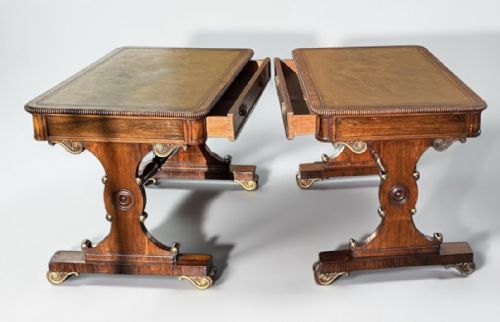 SUPERB PAIR OF REGENCY ROSEWOOD BRASS MOUNTED WRITING TABLES - ADDITIONAL PHOTO 5