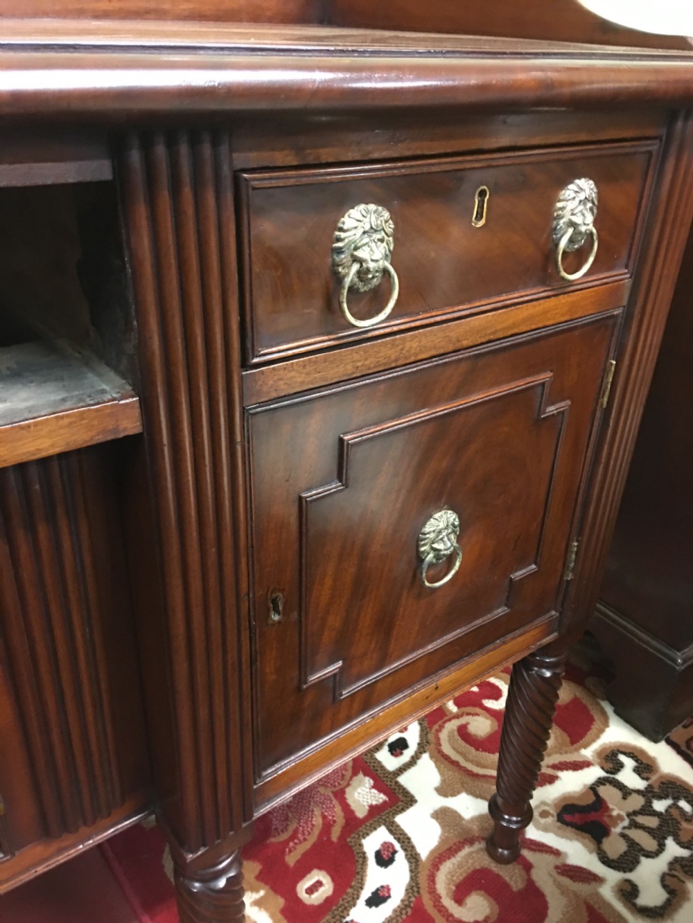 A VERY FINE IRISH REGENCY MAHOGANY SIDEBOARD. View IV
