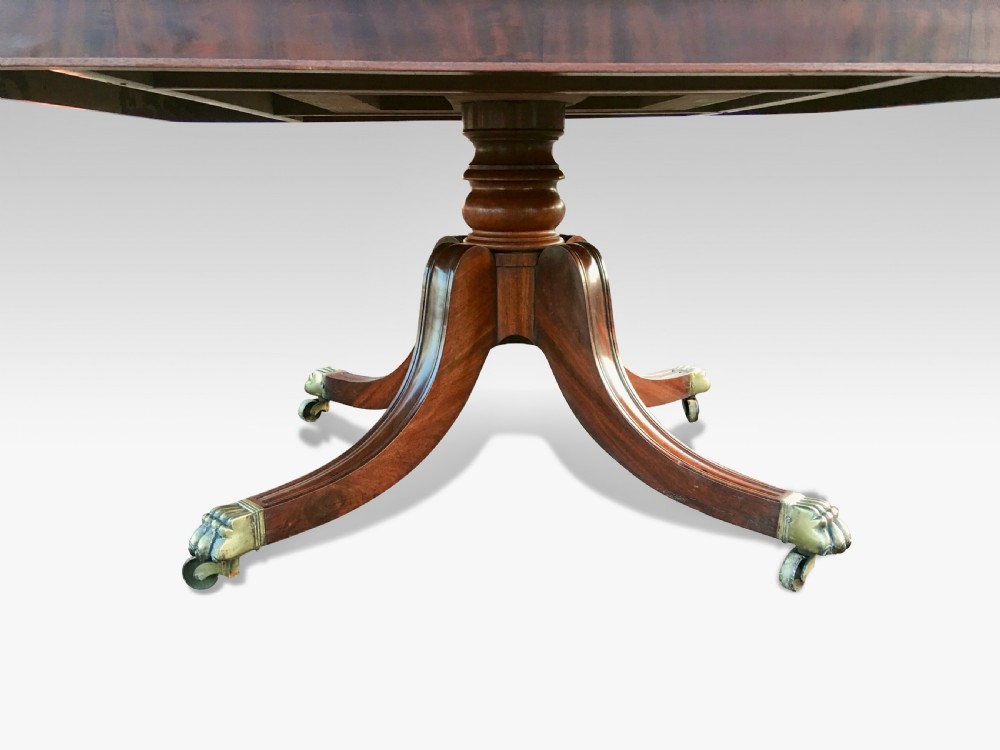 A GOOD LARGE REGENCY MAHOGANY & ROSEWOOD BREAKFAST OR DINING TABLE View II