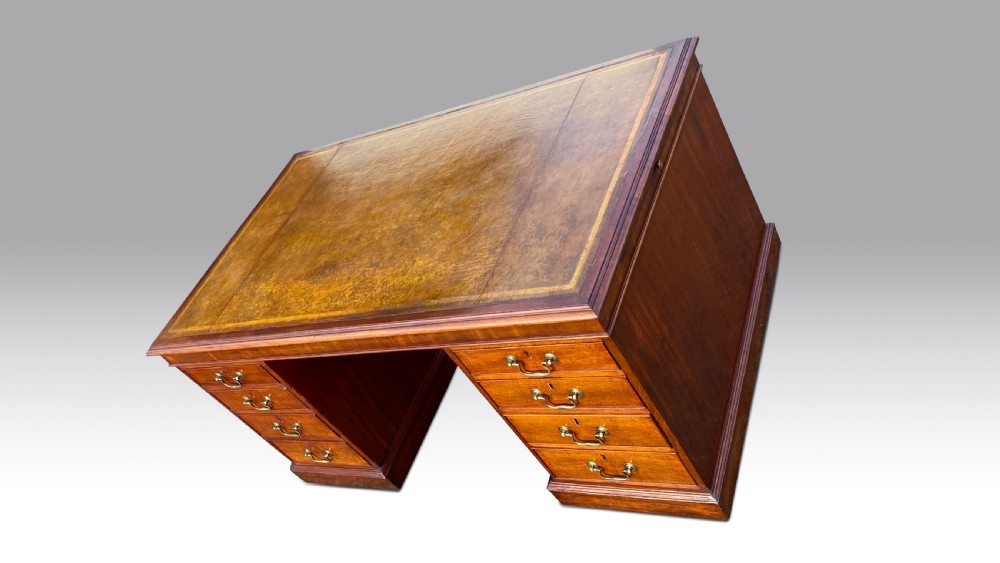 A wonderful quality mid 19th C mahogany partners desk. View V