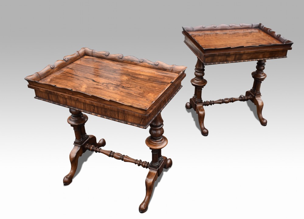 A Superb matched pair of Gillows mahogany - rosewood work tables.