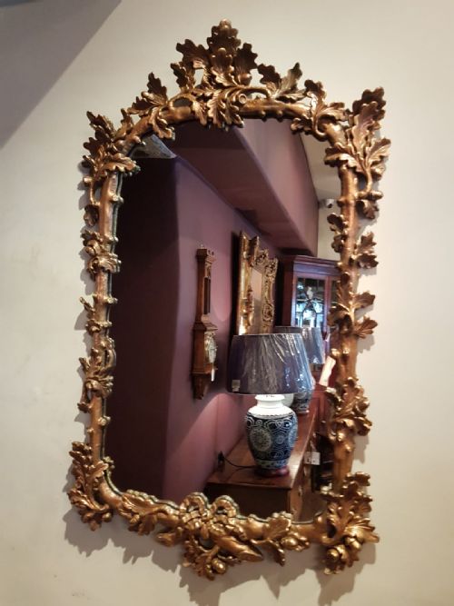 Victorian Timber Gilt Oak Leaf Design Mirror
