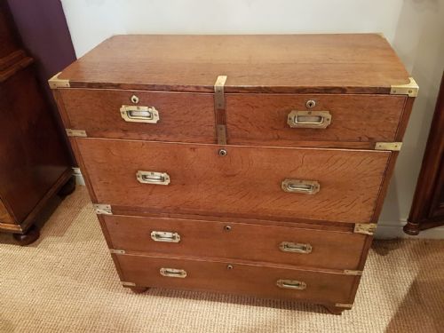 Regency Oak Brass Bound Two Piece Military Chest
