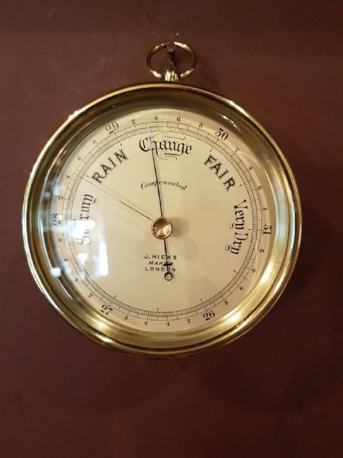 Victorian Brass Cased Hicks Marine Barometer